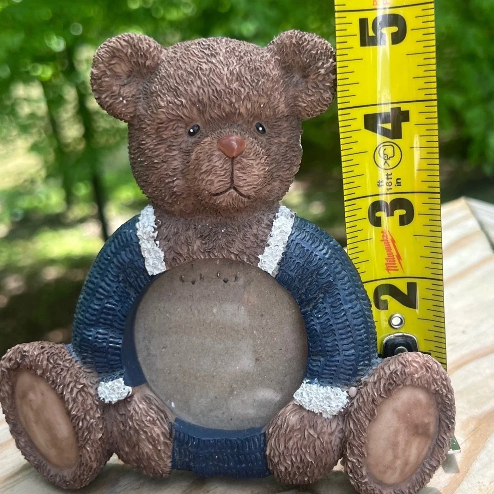 Picture Frame Anna Krajewski 2001 Teddy Bear Resin Brown Blue Sweater Vintage